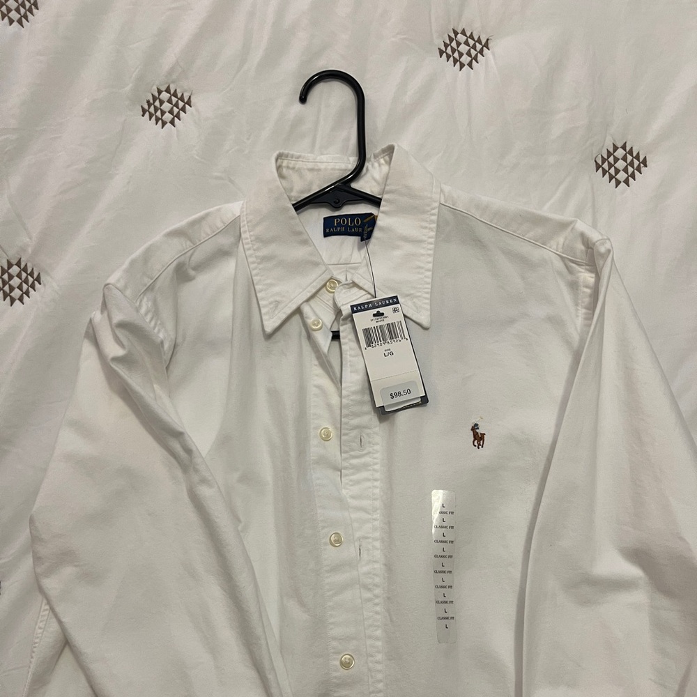 Women’s White Large Ralph Lauren Oxford button up NWT